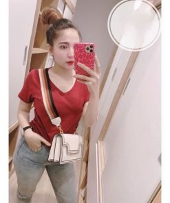 Áo phông nữ cổ tim GA14 2 ao phong nu co tim gap ga14 4